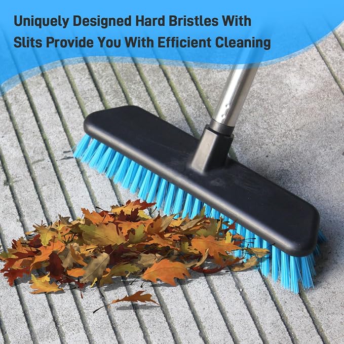 Deck Brush with Retractable Long Handled Floor, Floor Scrub Brushes, Heavy-Duty - Image 4