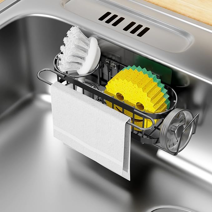 Cisily Kitchen Sink Caddy Sponge Holder in The Sink, Stainless Steel Kitchen by CISILYHOMELIFE