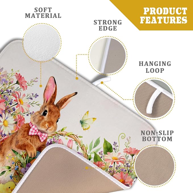 Spring Easter Dish Drying Mat for Kitchen Counter Colorful Egg Holiday - Image 4