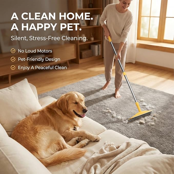 Carpet Rake for Pet Hair Removal – Reusable Cat & Dog Hair Remover Broom - Image 3
