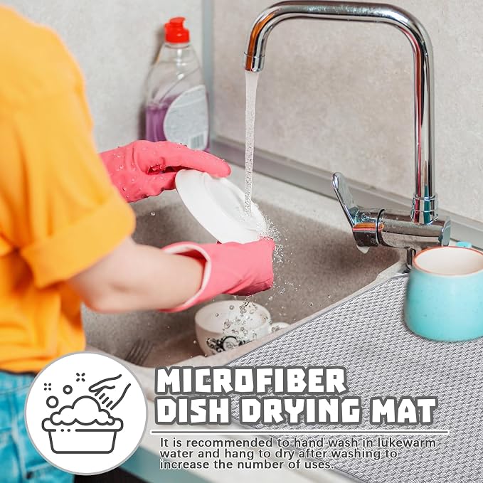 2Pcs XXL Dish Drying Mat, Absorbent Microfiber Dish Drainer Mats, Kitchen - Image 5