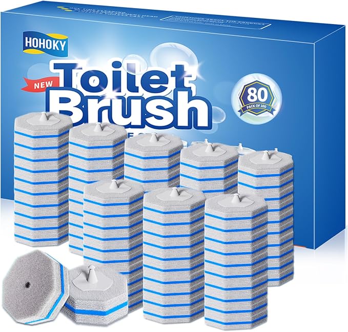 80Pcs Toilet Wand Refills for Disposable Toilet Bowl Brush Scrubber Cleaner by Home