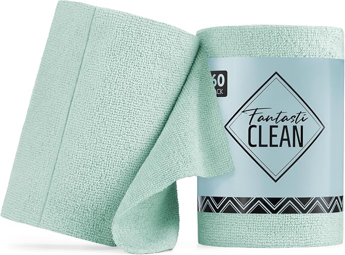 Fantasticlean Microfiber Cleaning Cloth Roll -60 Pack, Tear Away Paperless by Fantasticlean
