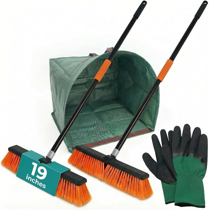 HELOMOR 2-Pack 19” Outdoor Push Brooms by HELOMOR