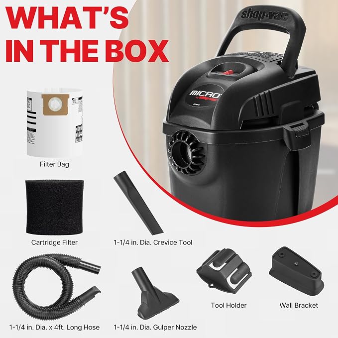 Shop-Vac 2021005 1 Gallon Micro Wet/Dry Vacuum, 1.0 Peak HP, 1.25 Inch Diameter - Image 3