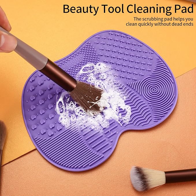2 Pcs Silicone Make Up Brush Cleaning Mat, Makeup Brush Cleaner Mats, Cosmetic - Image 4