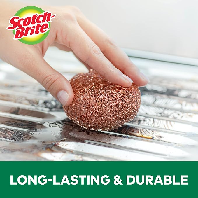 Scotch-Brite Copper Coated Scrubbing Scour Pads, 3 Scouring Scrubber Pads - Image 5