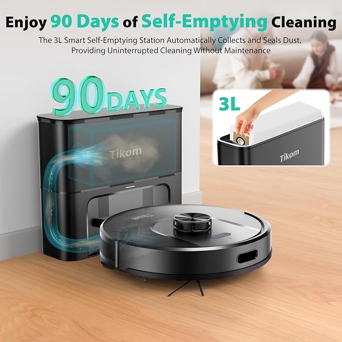 Tikom Robot Vacuum and Mop, 6000Pa Robotic Vacuum Cleaner - Image 2