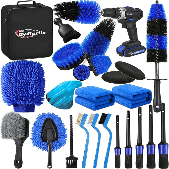 24Pcs Car Detailing Kit, Car Detailing Brush Set, Car Wash Cleaning Kit by Qydipclin