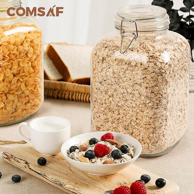 ComSaf 1 Gallon Glass Jar with Lid, Flour Sugar Storage Containers 128oz - Image 8