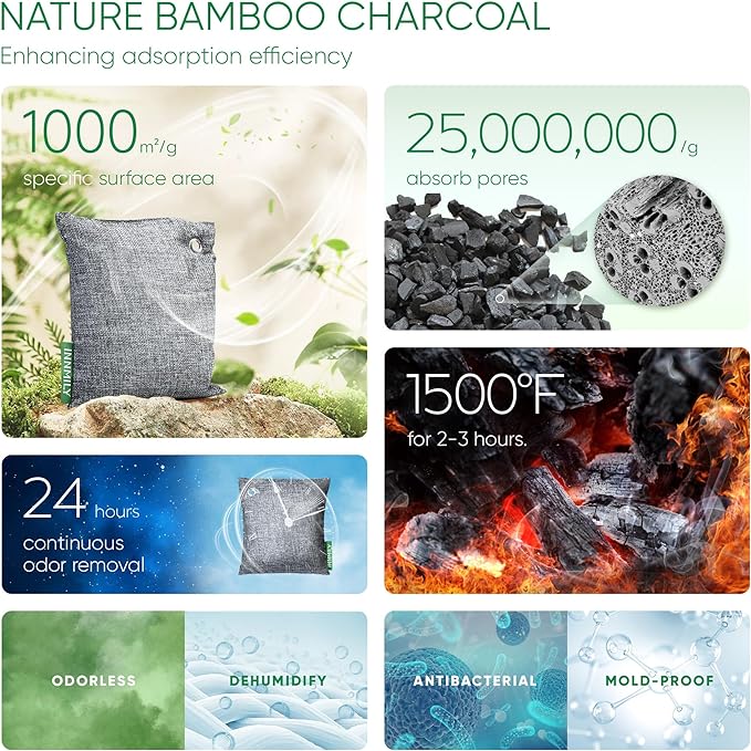 Activated Charcoal Odor Absorber, Large 500g w Hooks Nature Odor Remover - Image 3