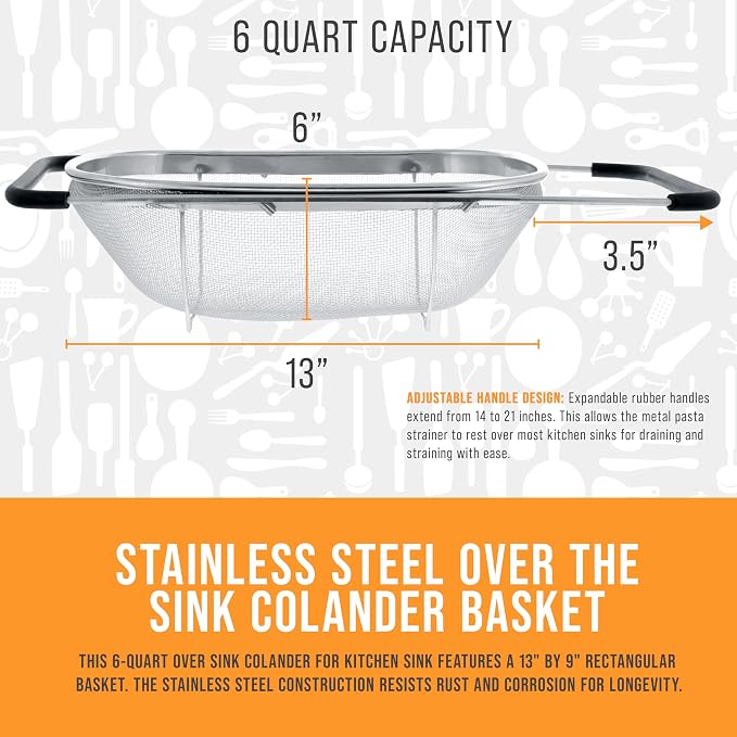 U.S. Kitchen Supply Stainless Steel Colander Strainer - Image 4