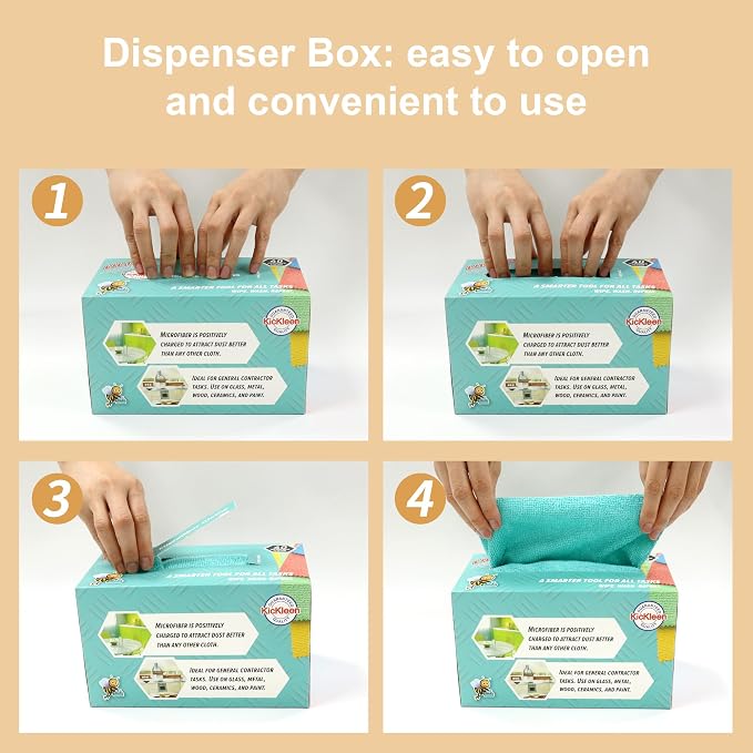 Microfiber Cleaning Cloth, Lint-Free Shop Towels Reusable, Bulk Rags in a Box - Image 5