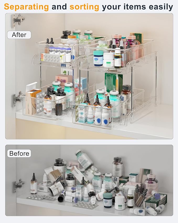 Under Sink Organizer, Bathroom Organizers and Storage, 2 Tier Multi-Use Pull - Image 3