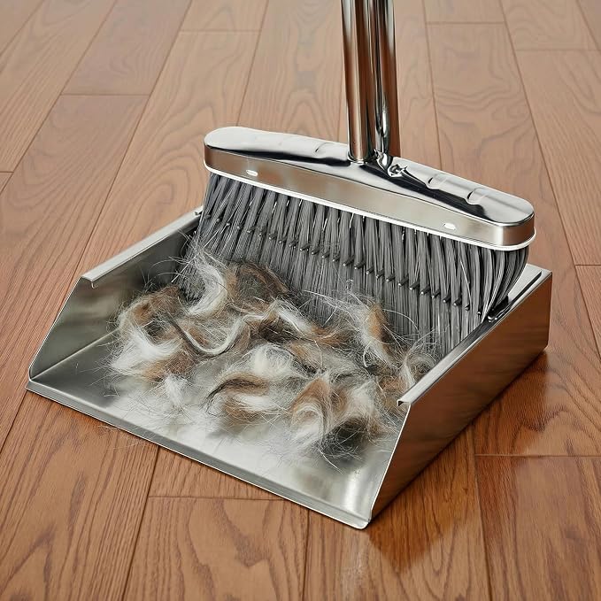 Metal Dustpan with Broom Combo Set, Heavy Duty 304 Stainless Steel 1mm Thick - Image 5