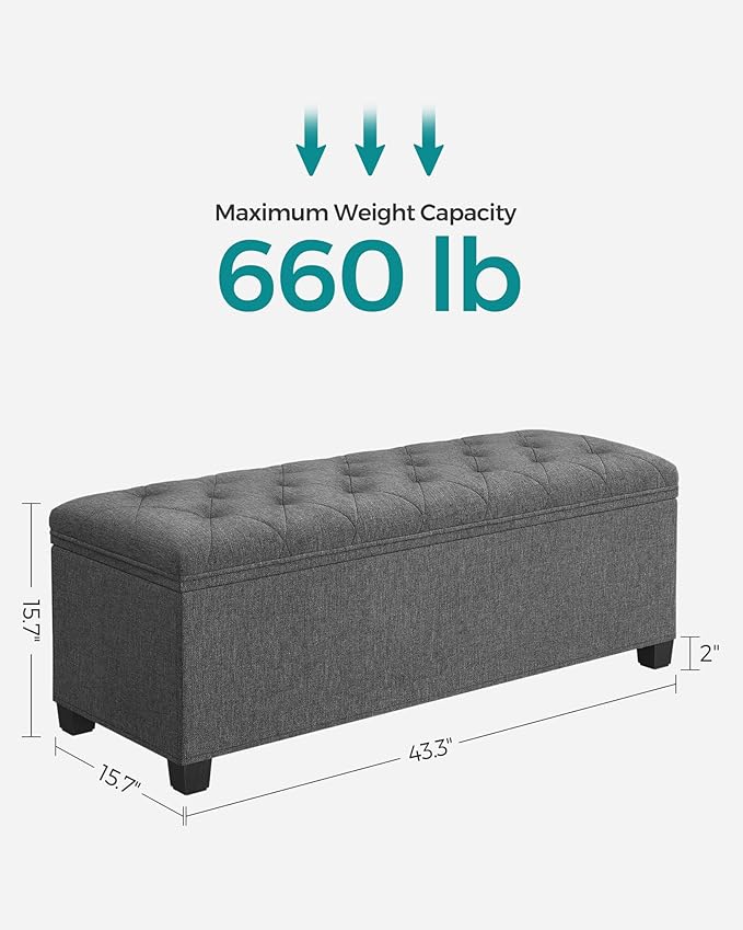 SONGMICS Storage Ottoman Bench, Foot Rest - Image 3