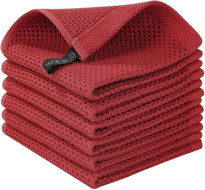 Cotton Dish Cloths 6 Pack, 12x12 Inch – Super Absorbent, Quick-Dry & Reusable by LikGuest