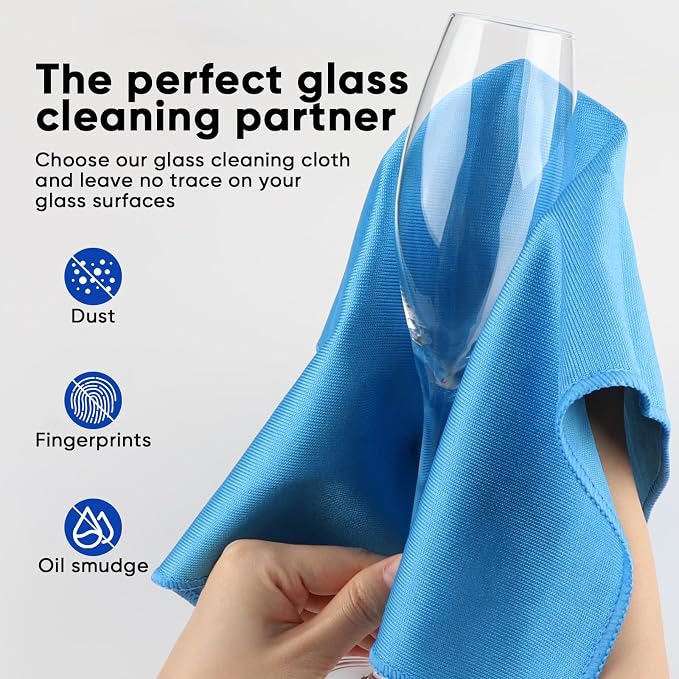 HOMEXCEL Microfiber Glass Cleaning Cloth 12 PK, Lint Free Streak Free, Reusable - Image 3