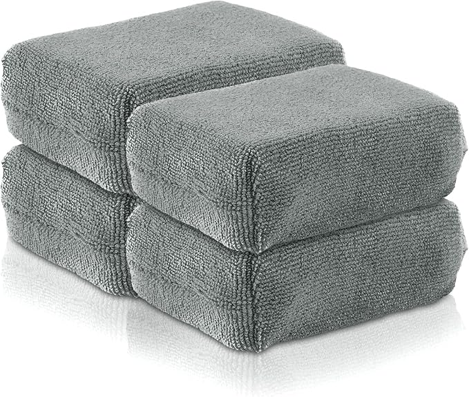 4 PCS Microfiber Applicator Pad, 4.7"x3.1" Scratch-Free Foam Buffing Scrub Pads by Mkobon