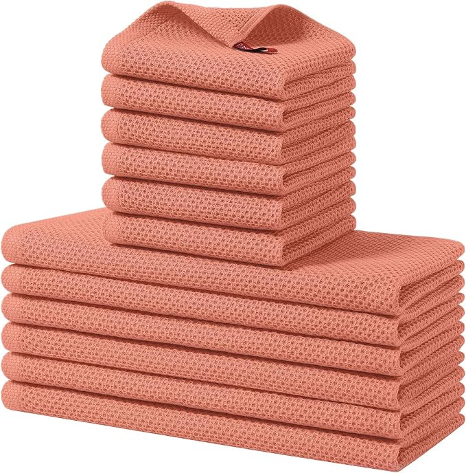 Homaxy 100% Cotton Kitchen Towels and Dishcloths Set, 12 x 12 Inches and 13 x by Homaxy