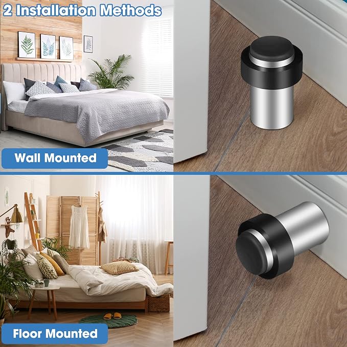 Chumia 10 Pcs Door Stopper Mounted Floor Stops Stainless Steel Cylindrical - Image 5