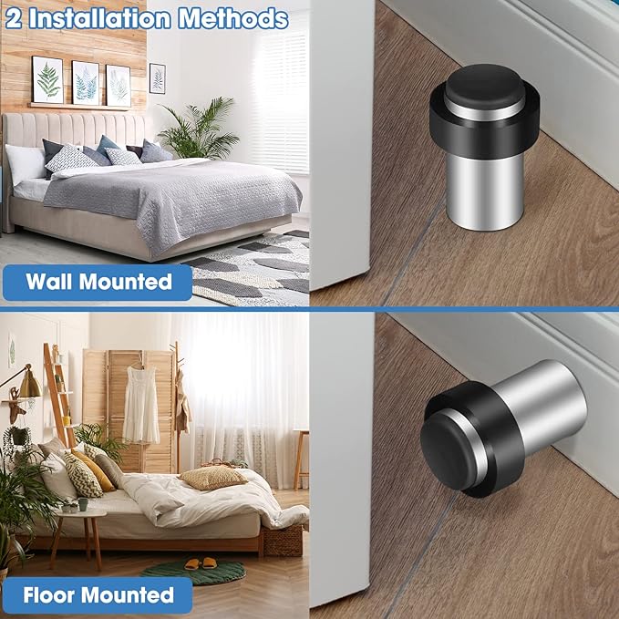 Chumia 10 Pcs Door Stopper Mounted Floor Stops Stainless Steel Cylindrical - Image 5