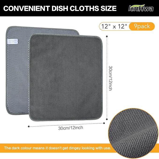 KinHwa Kitchen Washcloths for Dishes Absorbent Microfiber Dish Cloths Quick Dry - Image 6