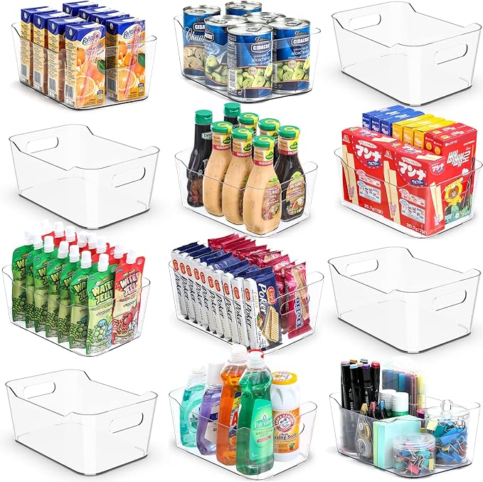 12 PACK Multi-Use Clear Plastic Storage Bins - Image 9