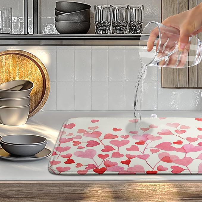 Happy Valentines Day Dish Drying Mat Valentine Drying Matt Kitchen Counter Love - Image 5