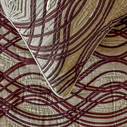 The HomeCentric King/Queen/Twin Brown Decorative Bed Runner CA King 86"x18" Bed Runner with One Pillow Cover, Quilted, Swirl Pattern Bed Scarf on Satin Fabric - Brown Swirls