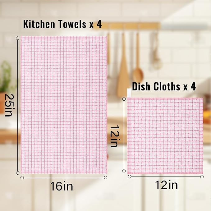 Homaxy Kitchen Towels and Dishcloths Set, 16 x 25 and 12 x 12 Inches, Super - Image 3