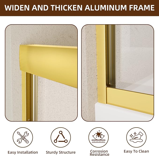 Shower Door, 56-60" W x 70" H Semi-Frameless Double Sliding Glass Shower Door - Image 6
