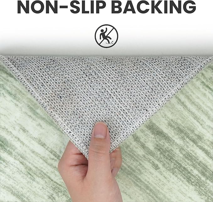 2x6 Modern Abstract Runner Rug for Hallways, Light Sage Green and Ivory Super Soft Hallway Decor Kitchen Rugs with Non-Slip, Non-Shedding Washable Rug for Entryway Bedroom Indoor