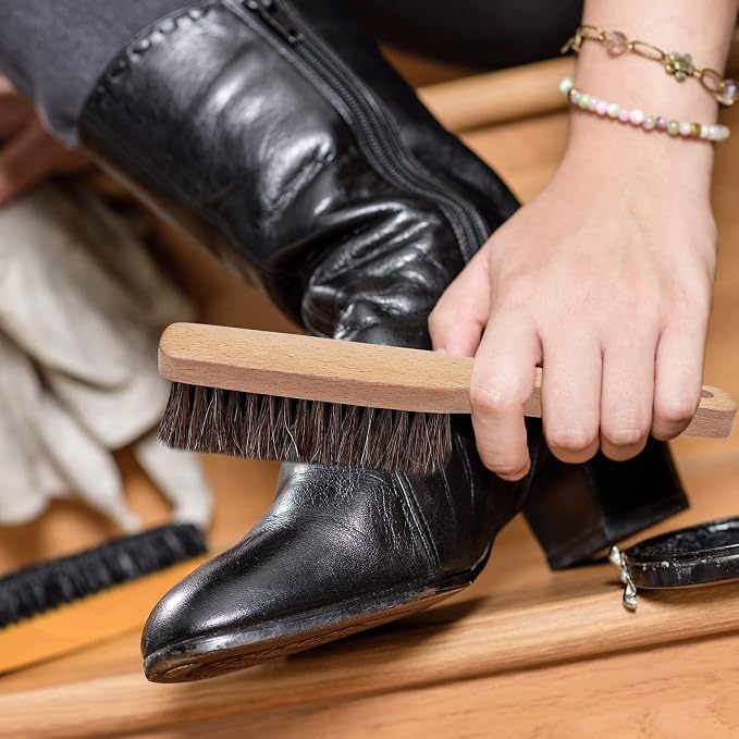 TAKAVU Horsehair Shoe Boot Brush 10.2 Inches - Image 6