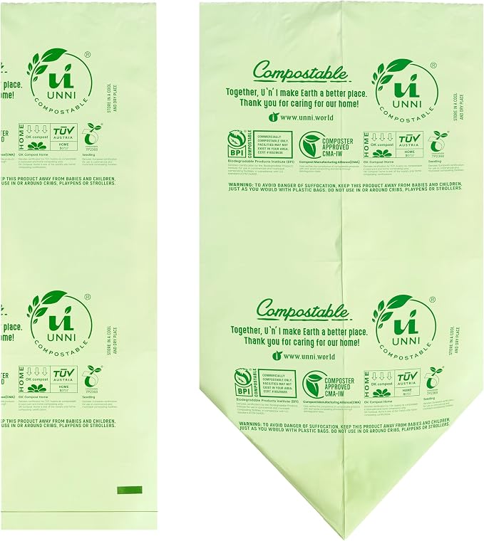 UNNI Compostable Trash Bags, 3 Gallon / 11.35 Liter, Extra Thick 0.71 Mil Small - Image 3