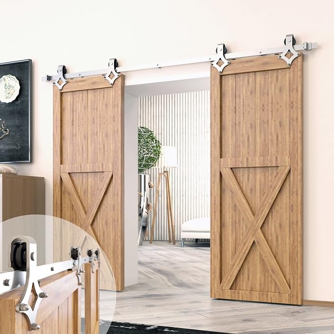 Homacer Brushed Nickel Non-Bypass Sliding Barn Door Hardware Kit, by HOMACER