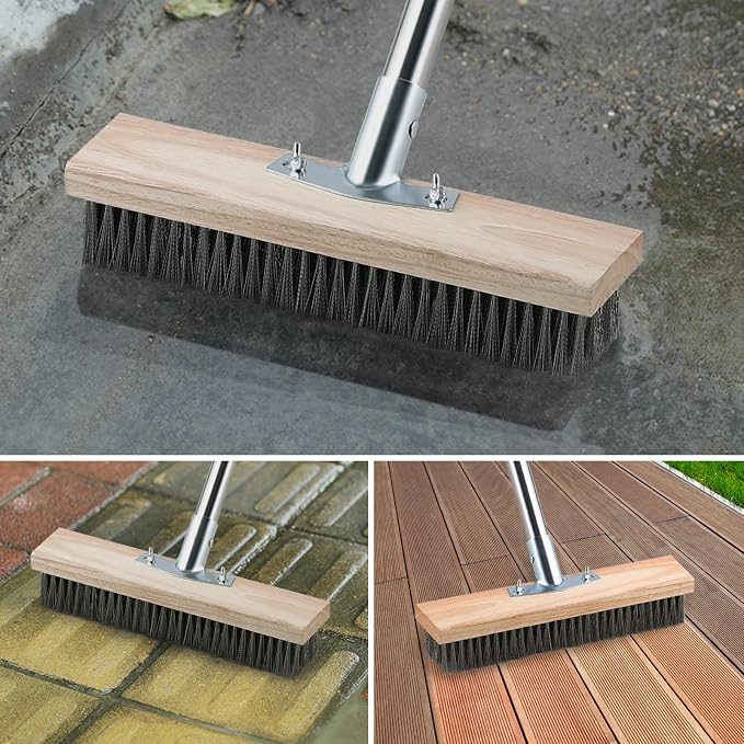 Heavy Duty Wire Broom with Telescopic Handle, Stiff Metal Bristle Brush - Image 6