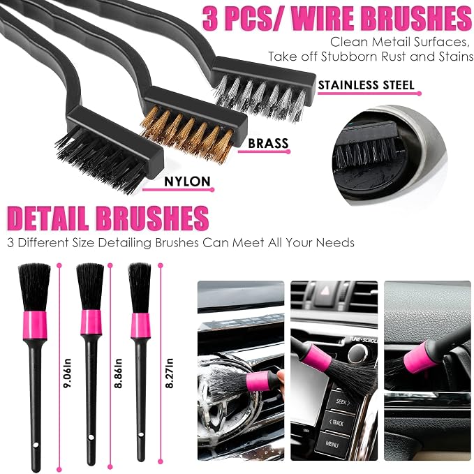 Viewsun 20PCS Car Cleaning Kit, Windshield Cleaning Tool, Detailing Brushes - Image 5