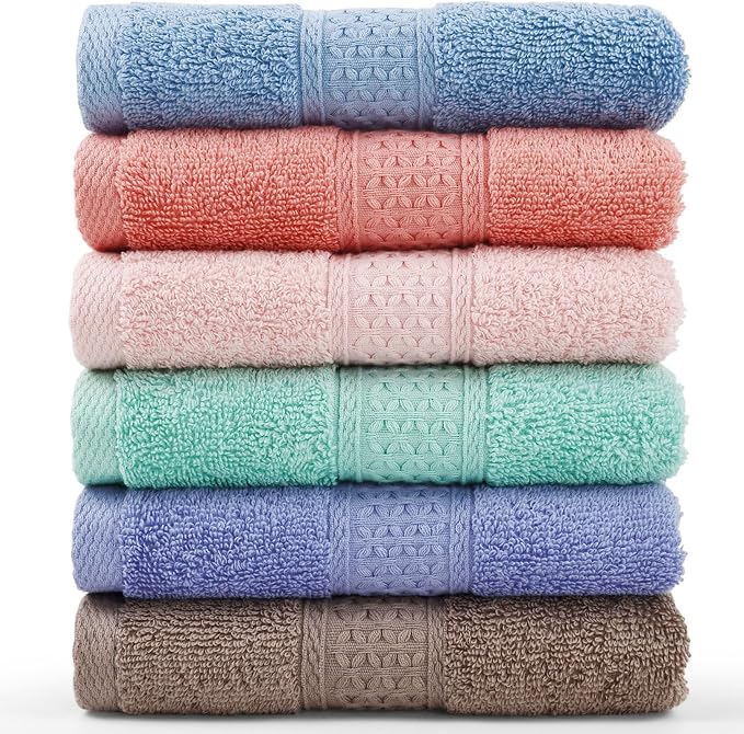 Cleanbear Face-Cloth Washcloths Set, 100% Cotton, High Absorbent, Size13 by Cleanbear