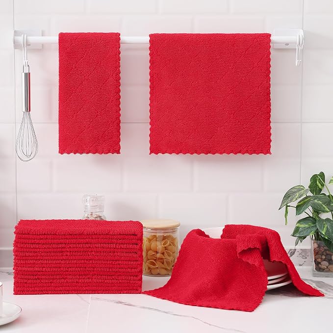 Homaxy 24 Pack Dish Towels for Kitchen, Super Soft and Absorbent Coral Velvet - Image 6