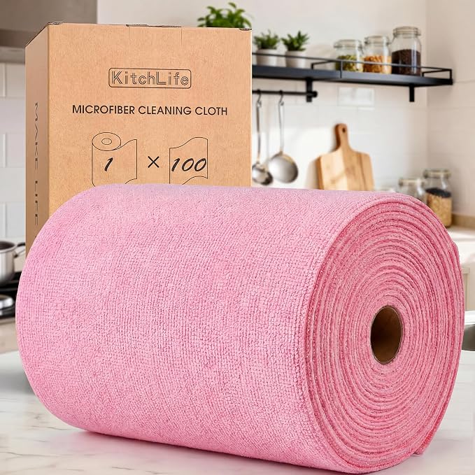KitchLife Microfiber Cleaning Cloth Roll, 100 Pack by OverDoorHooksKitchenSupplies