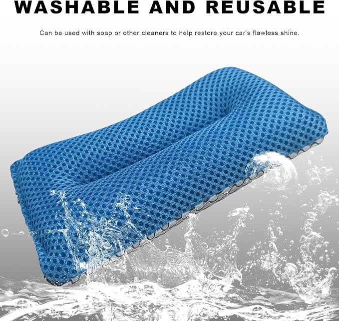 4 PCS Two-Sided Car Wash Sponge, Non-Scratch Microfiber Sponge Pad Soft Mesh - Image 4