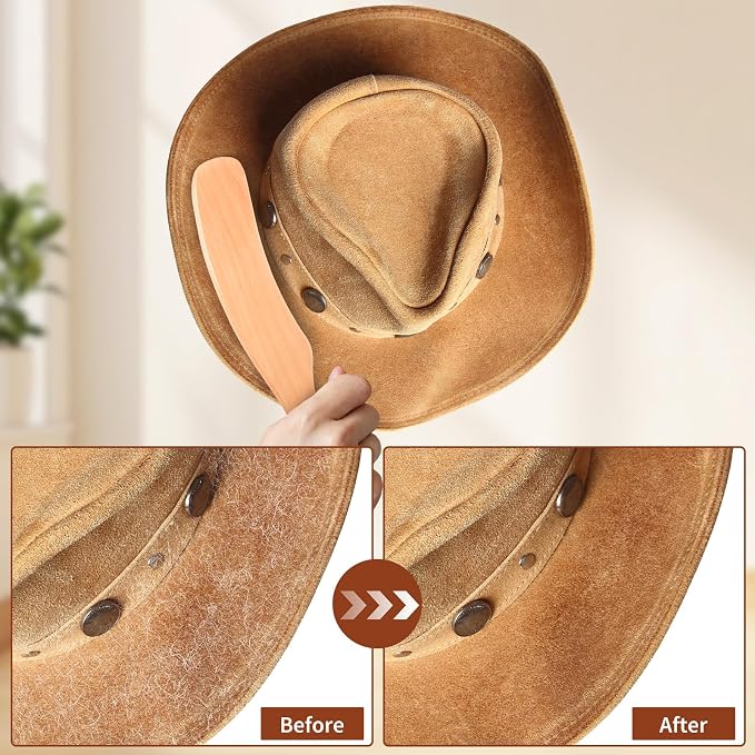 Horsehair Hat Brush, Felt Hat Cowboy Hat Brushes Cleaning Kit - Image 2