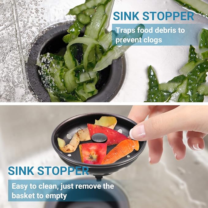 KONE Kitchen Sink Stopper and Strainer 2 Pack Oil Rubbed Bronze Sink Basket - Image 7