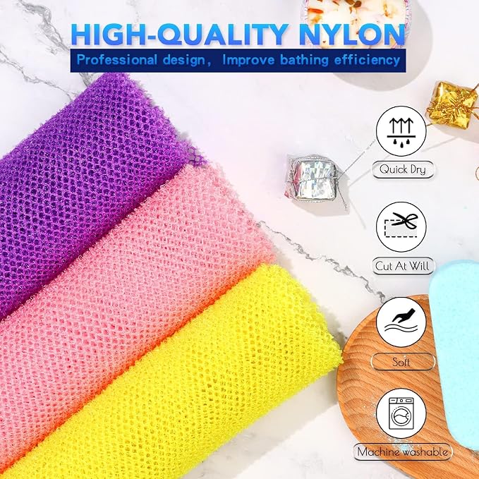 UJFQBH 3 Pieces African Bath Sponge African Net Long Net Bath Sponge - Image 4