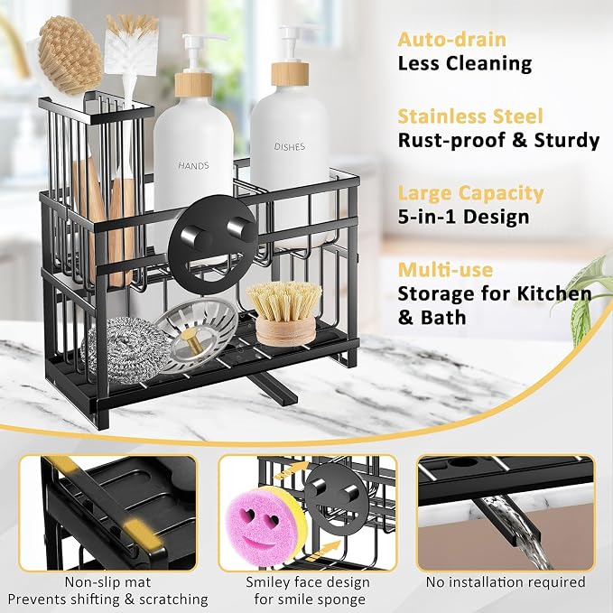 Sponge Holder for Kitchen Sink & Sink Caddy - Image 4