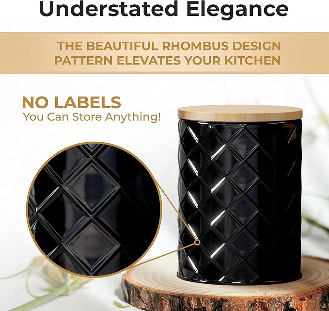 Pebble & Stem® Black Metal Canister Set - Image 4