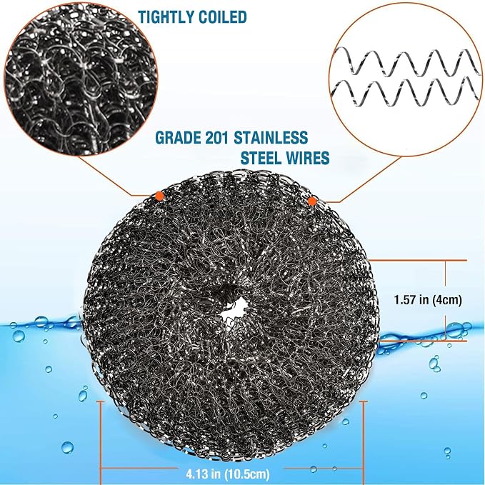 Heavy-Duty Stainless Steel Wool Barbecue Grill Cleaning Scrubber Pads, - Image 5