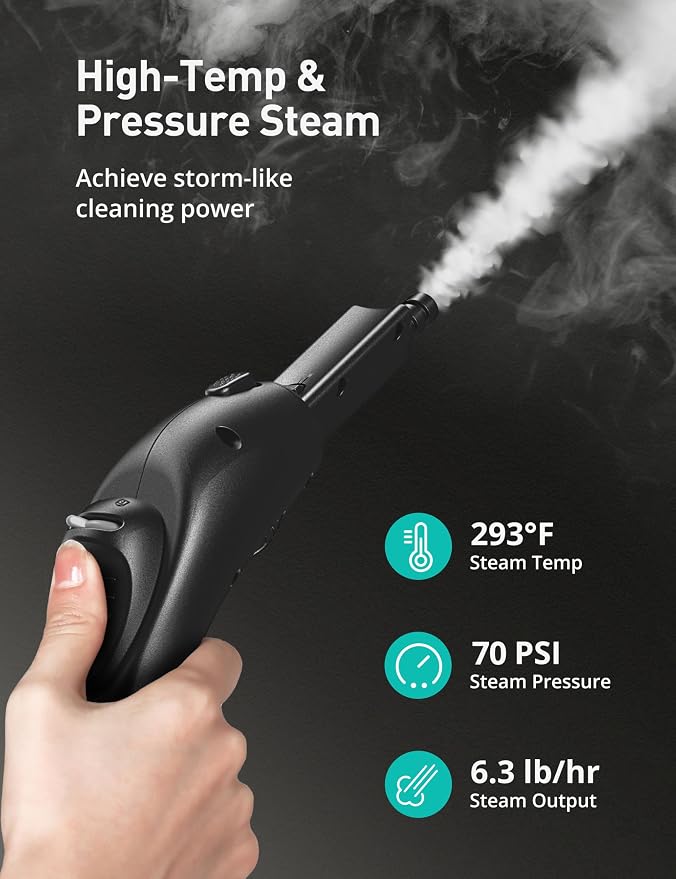 Steam Cleaner, Fast 50S Heat-Up Refill Anytime, 293°F/70 PSI Powerful - Image 3