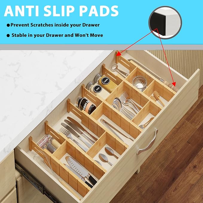 6 Pack Bamboo Drawer Dividers - Image 7